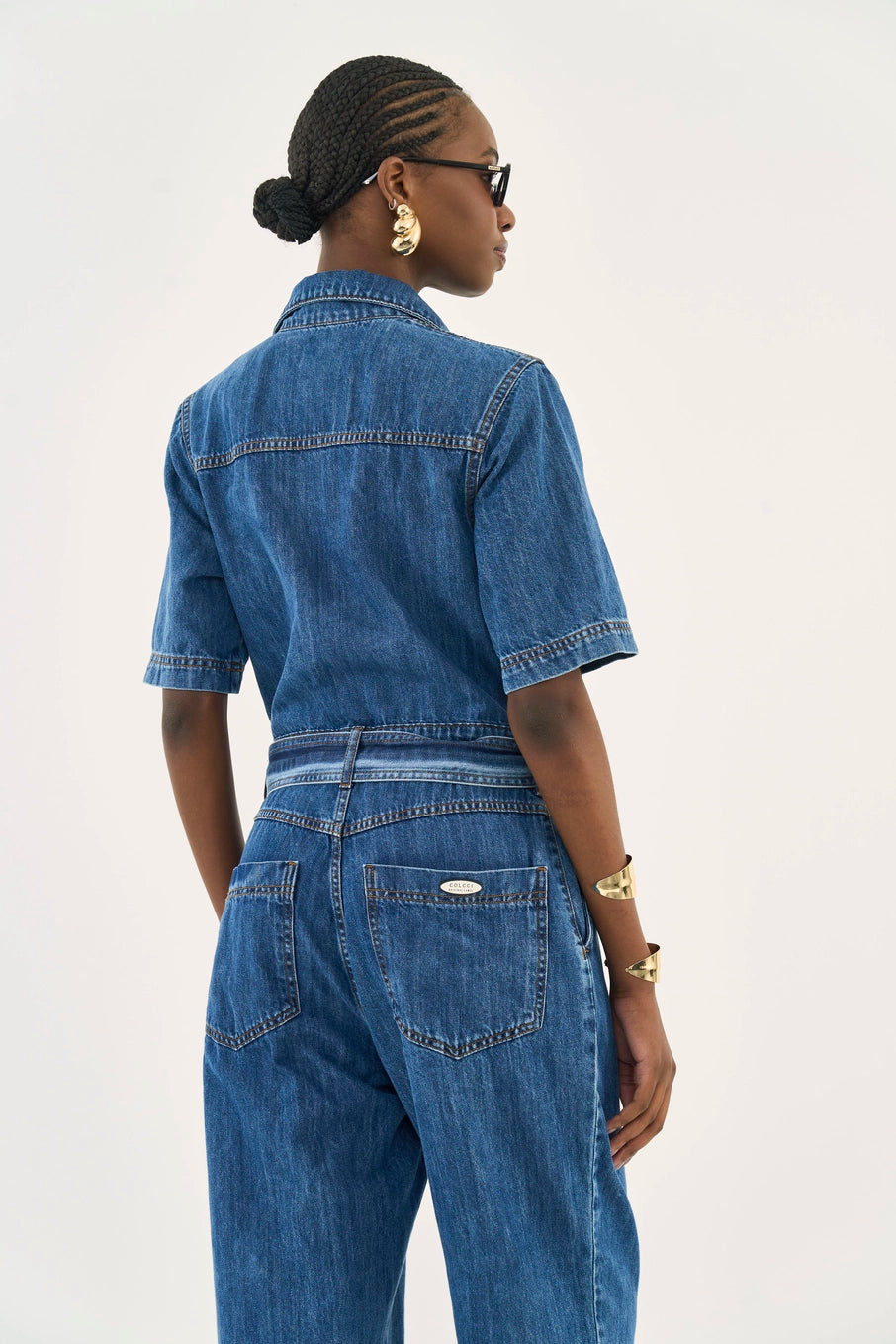 Macacão Jeans Com Faixa Colcci