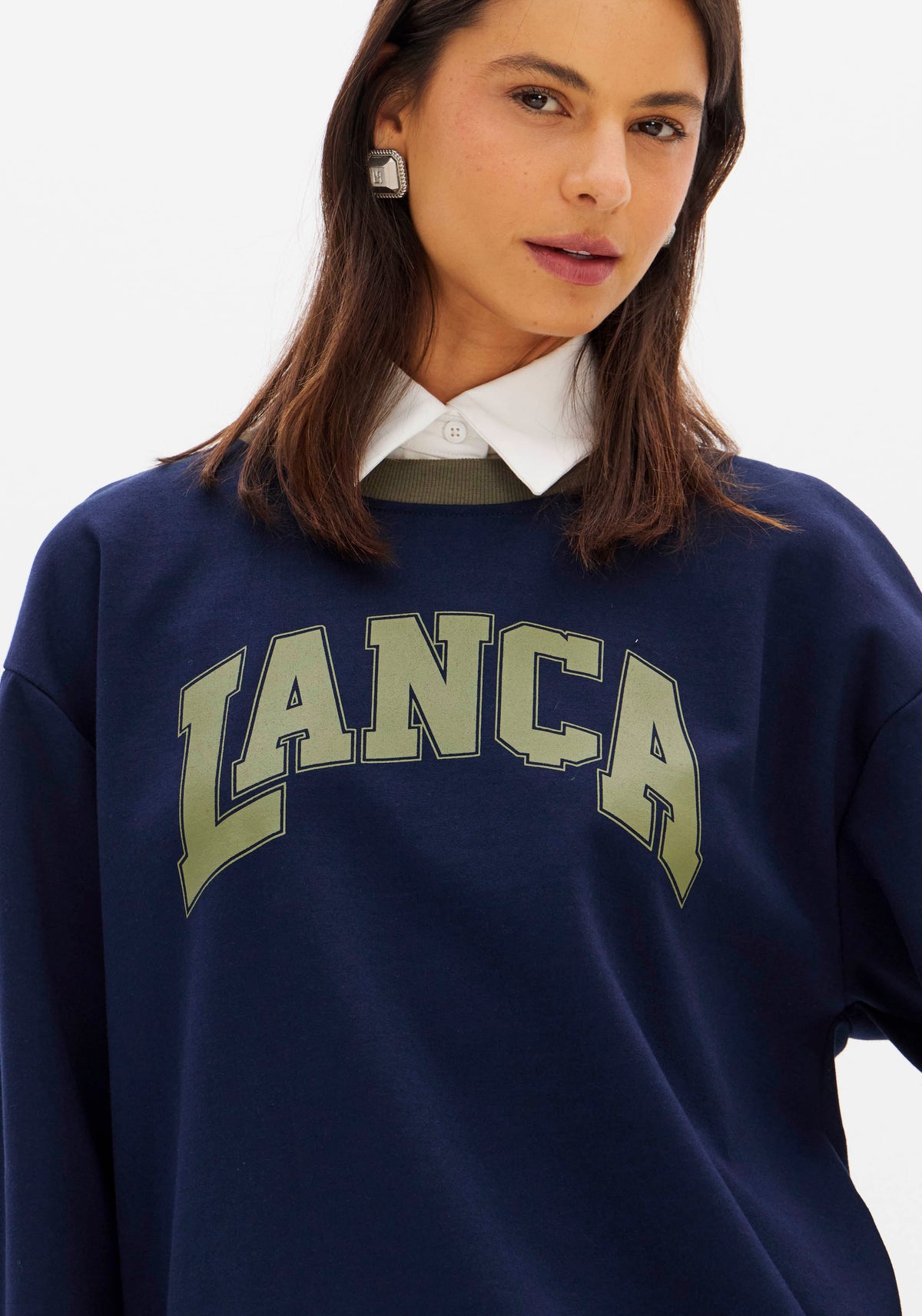 Camisola com gola de Camisa Lança Perfume