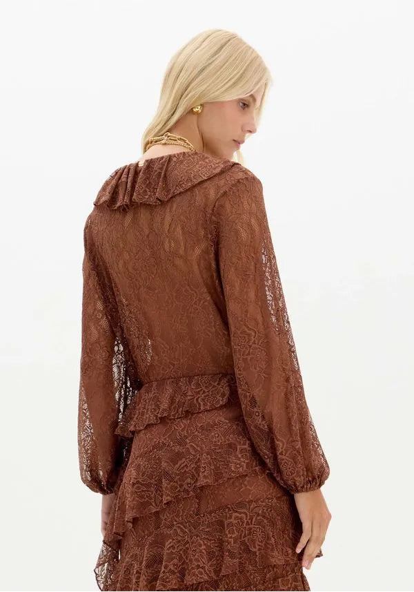 BLUSA DE RENDA COM MANGA LONGA LANÇA PERFUME