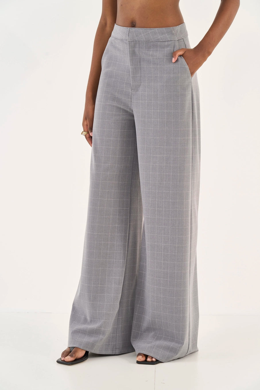 Calça Wide Leg Xadrex Joana Colcci
