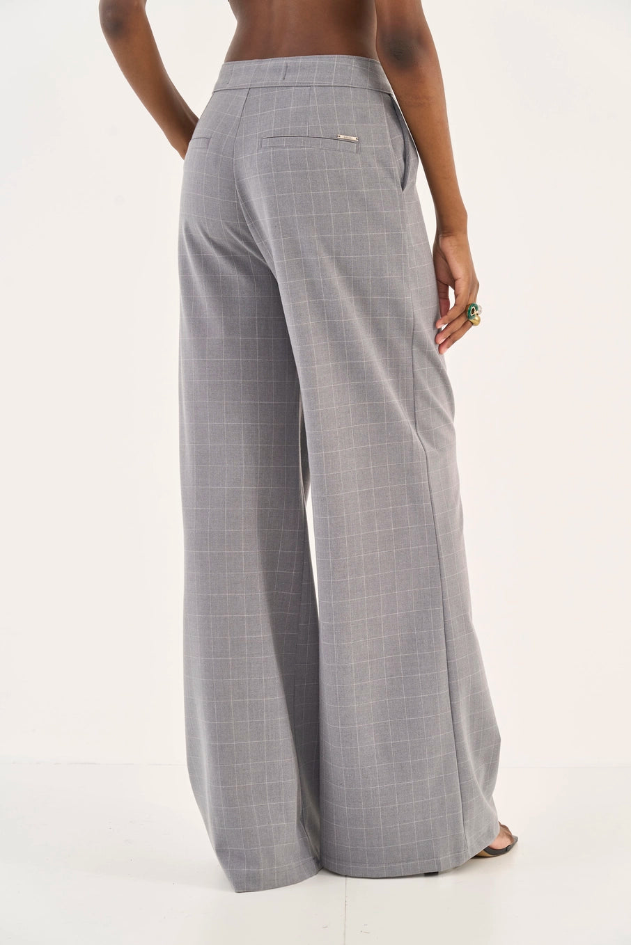 Calça Wide Leg Xadrex Joana Colcci