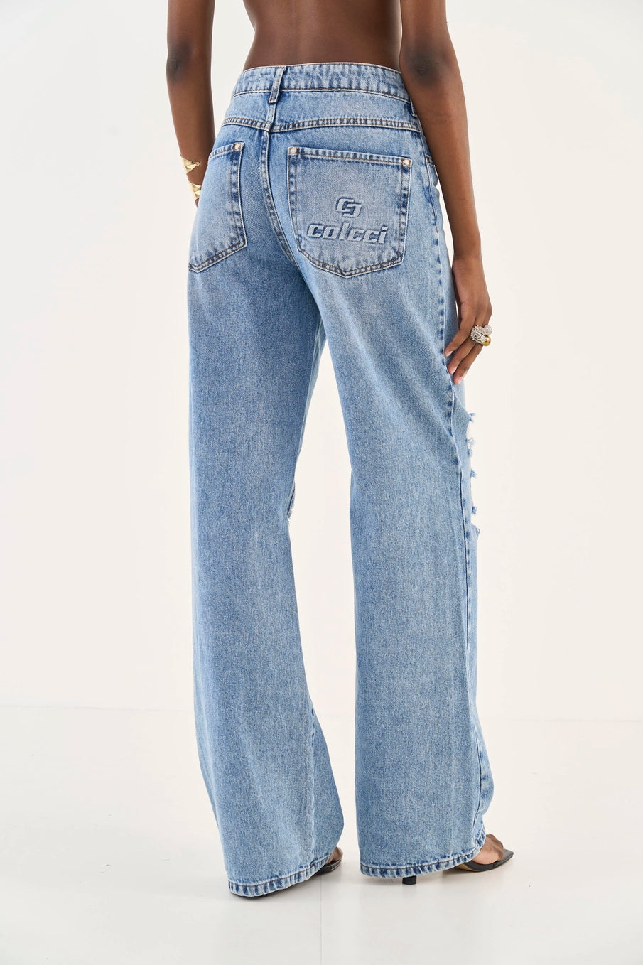 Calça Jeans Juliette Wide Leg Com Logo Colcci