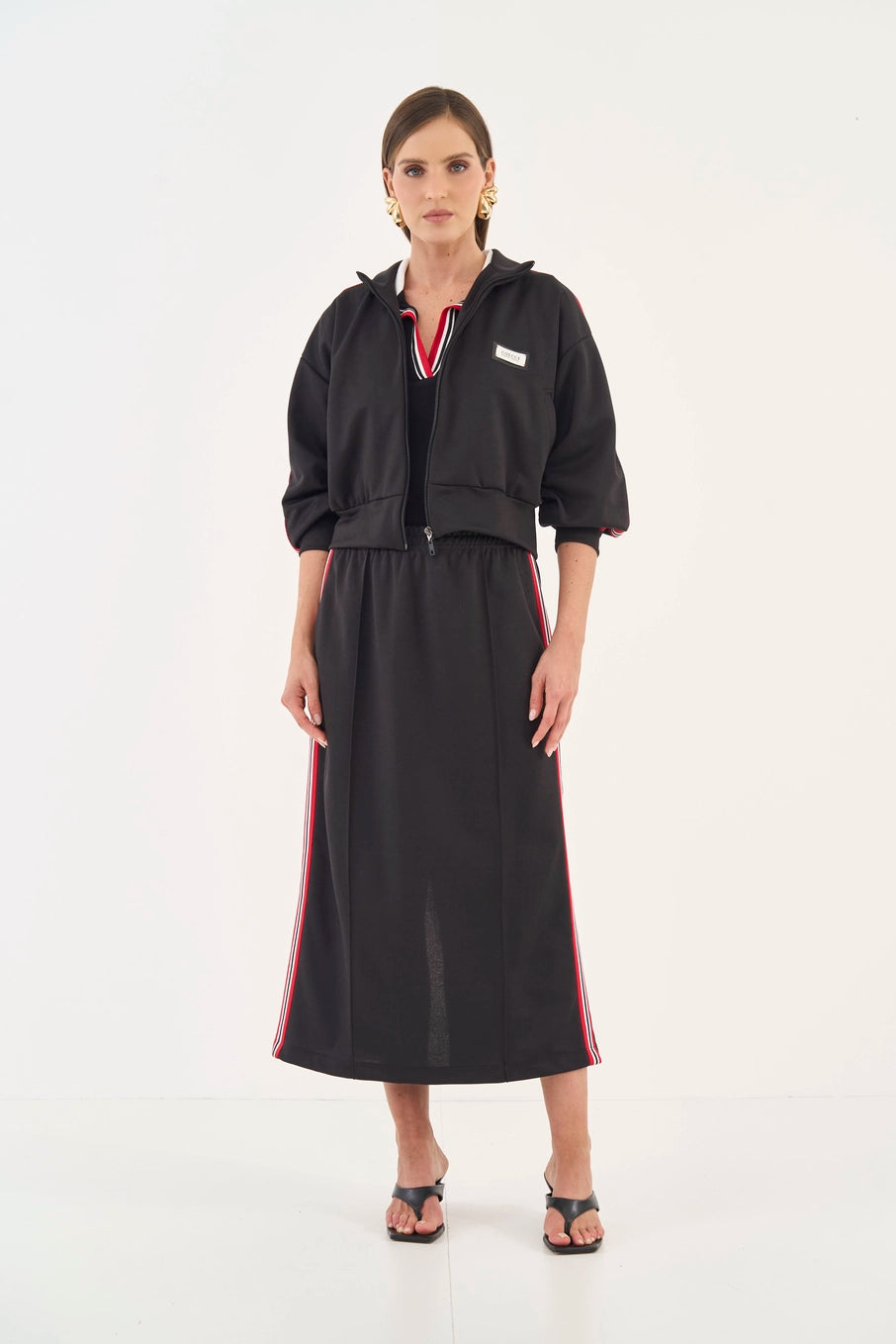 Saia Midi Comfort Com Listas Laterais Colcci