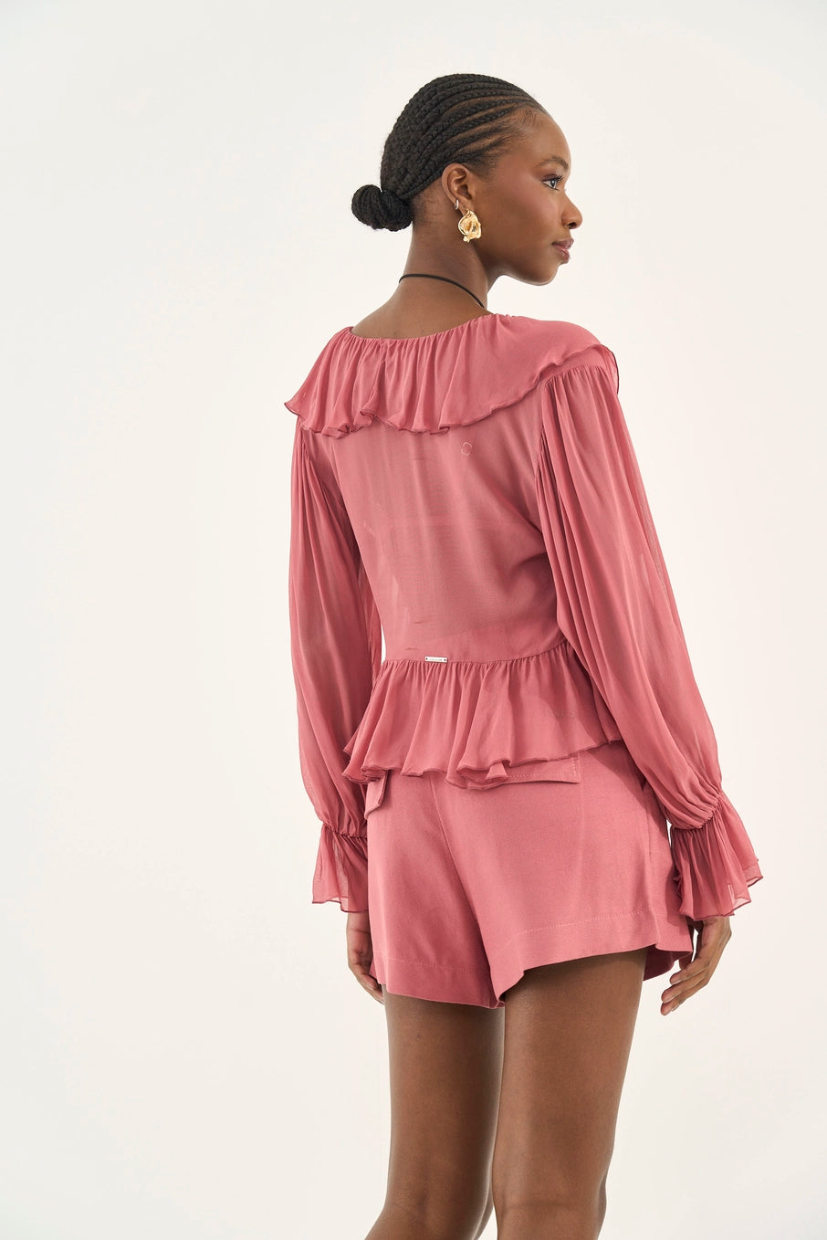 Blusa Fluida Com Folhos Colcci
