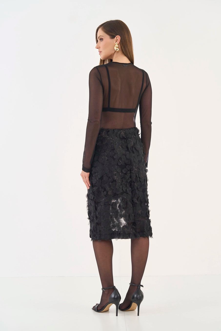 Blusa Slim Manga Longa Em Tule Colcci