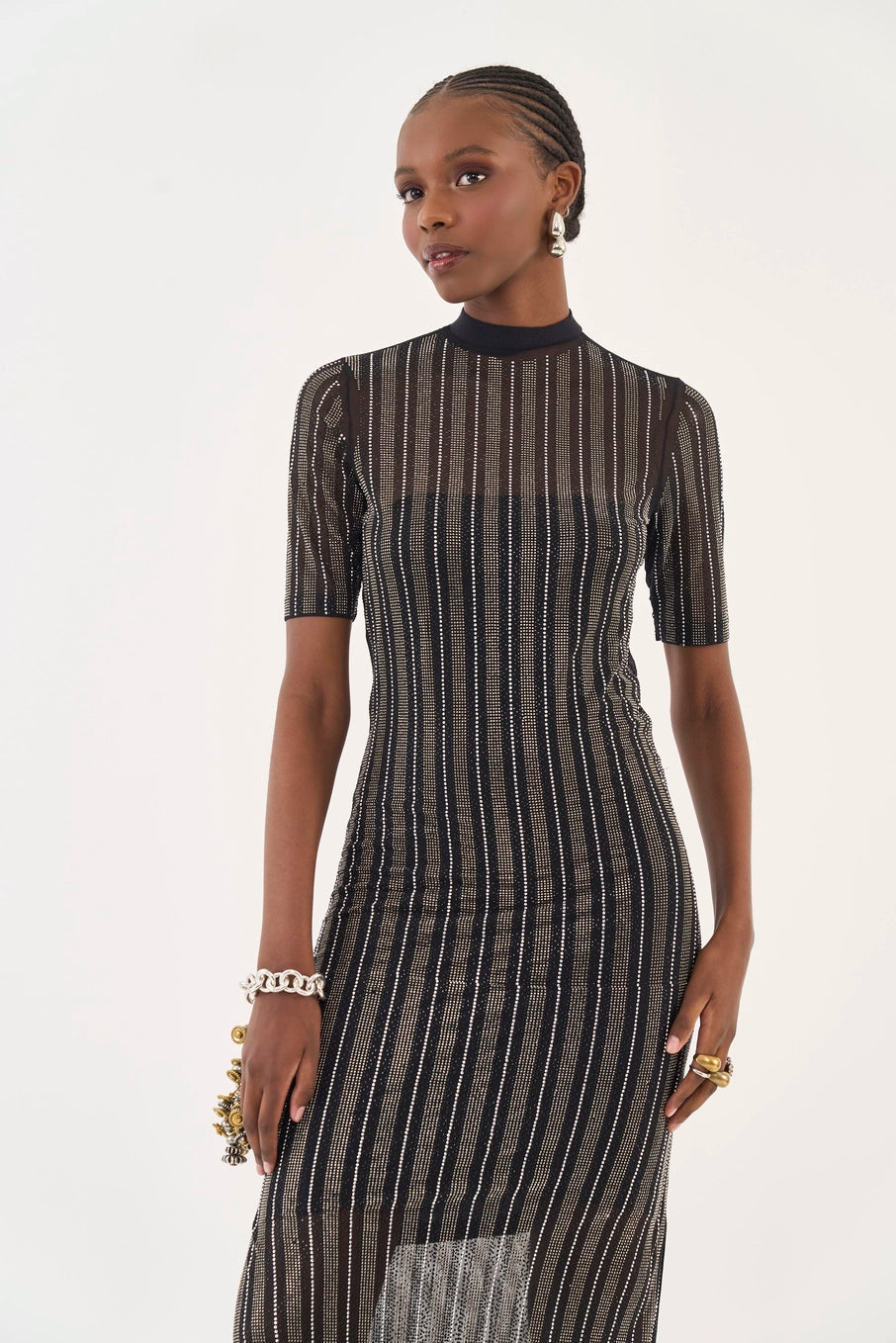 Vestido Midi Em Tule Com Aplicação Colcci