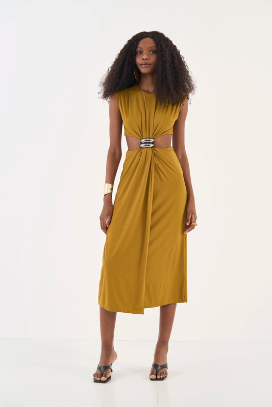 Vestido Midi Cut Out Com Detalhe Em Metal Colcci
