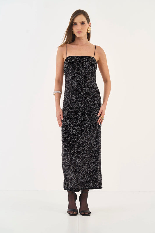Vestido Midi Justo Com Lantejoulas Colcci