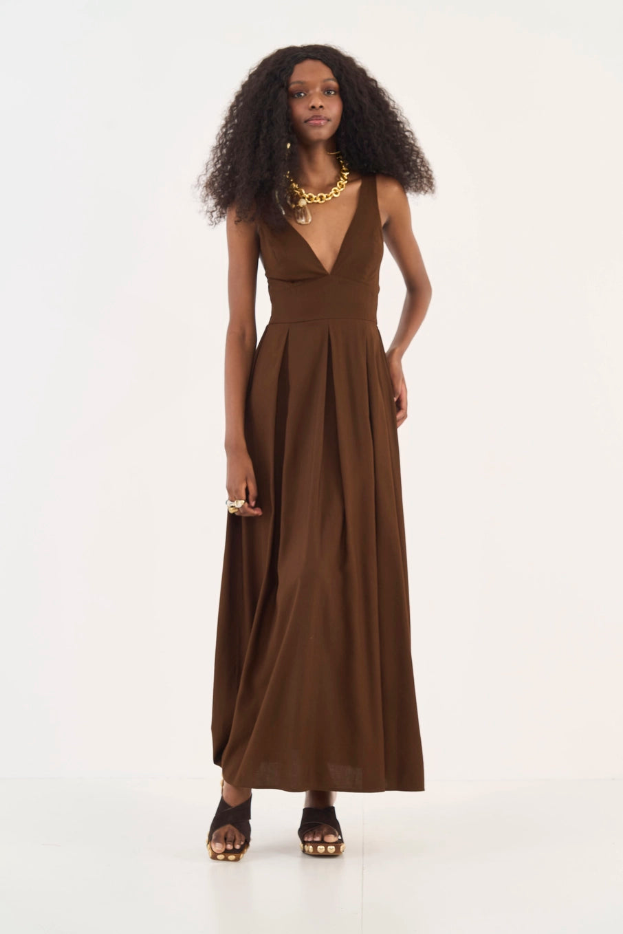 Vestido Longo Com Linho Colcci