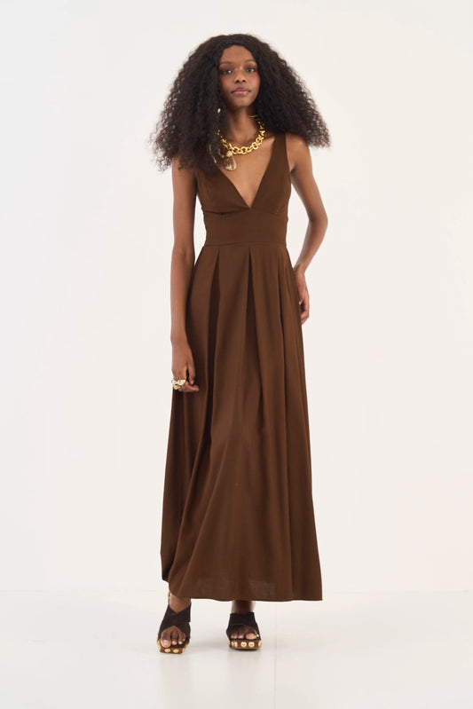 Vestido Longo Com Linho Colcci