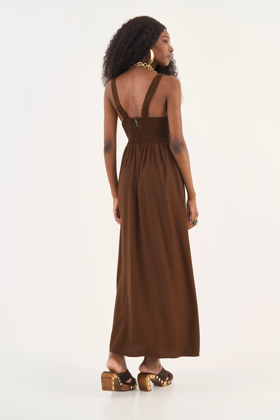 Vestido Longo Com Linho Colcci