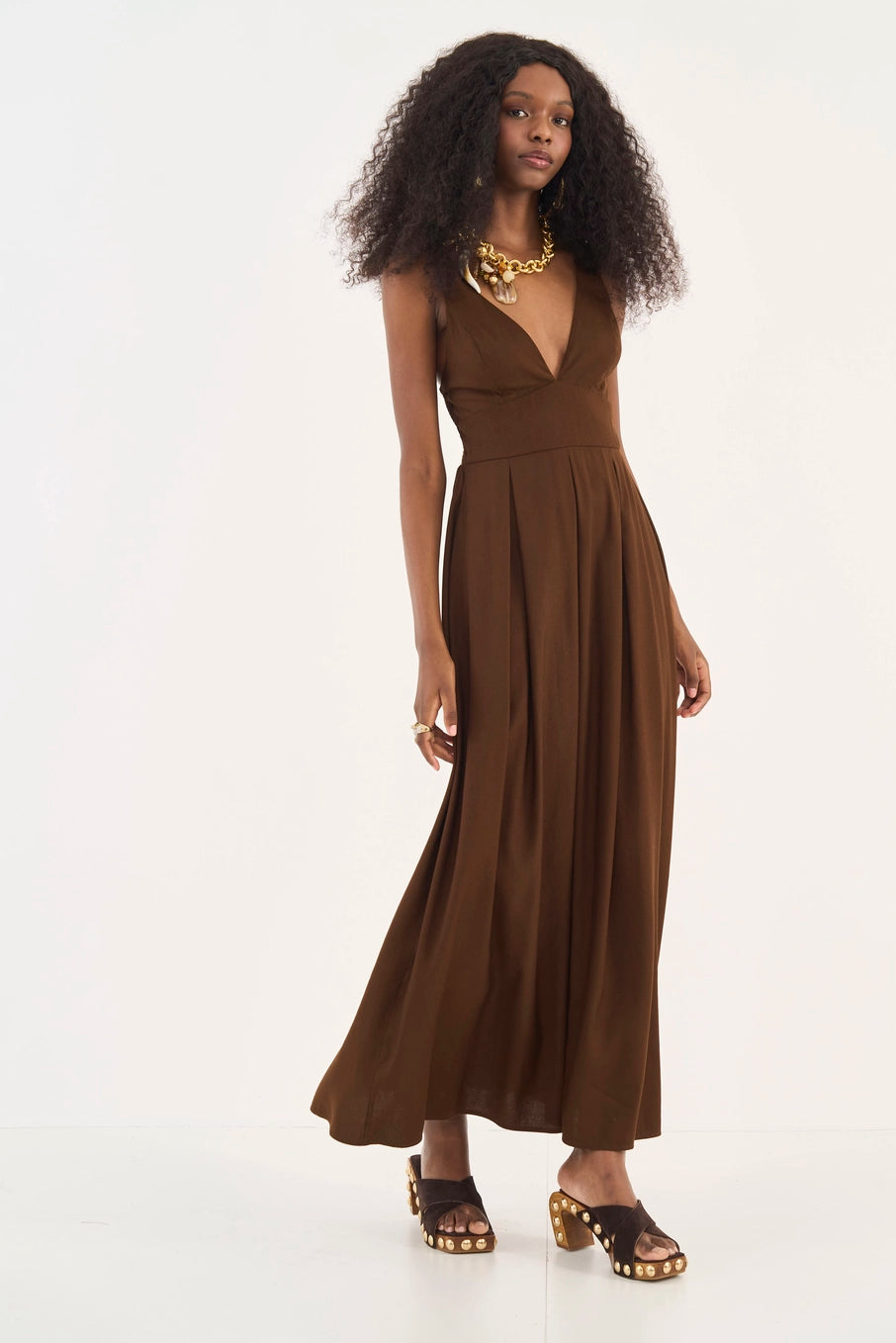 Vestido Longo Com Linho Colcci