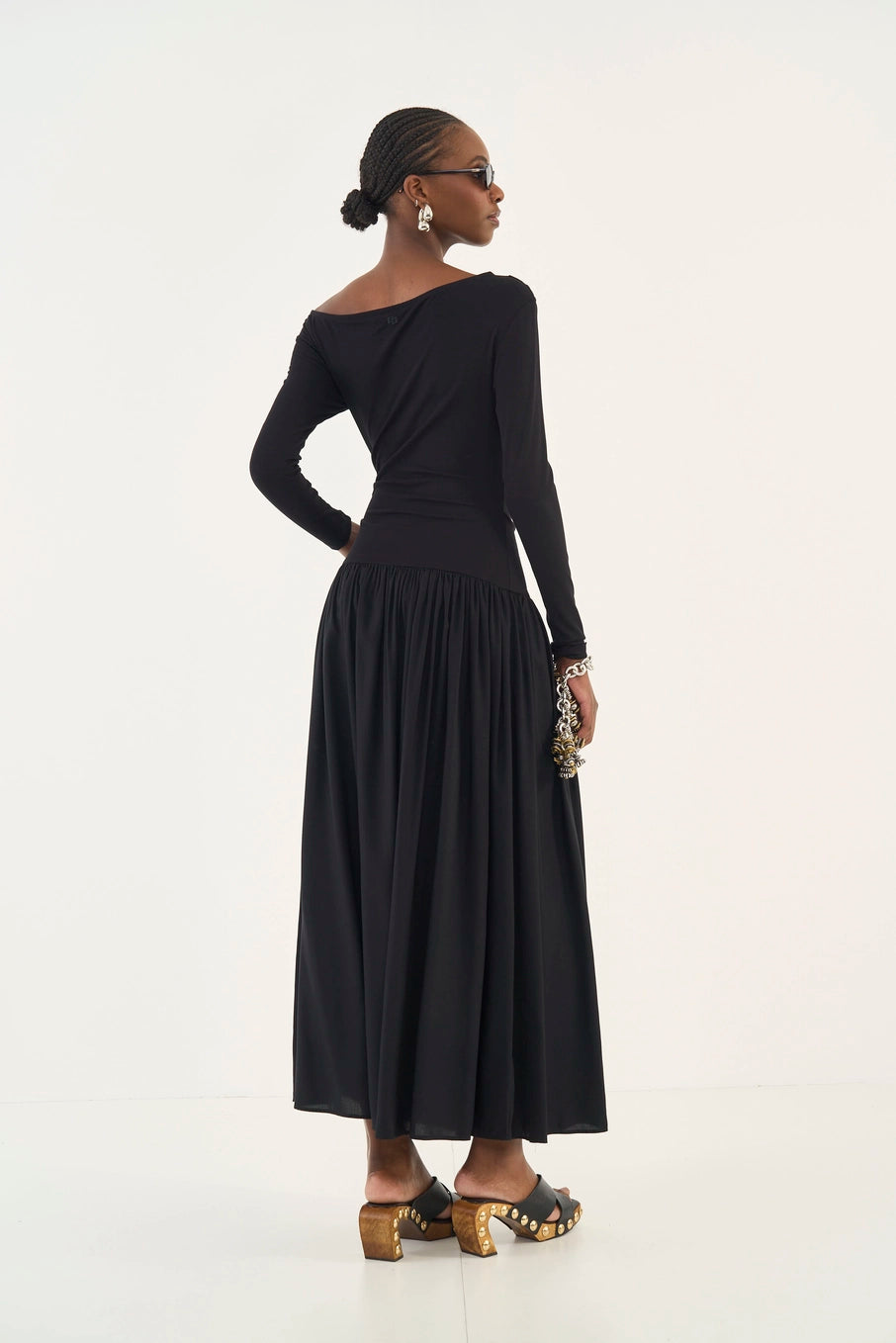Vestido Slim Com Franzido Manga Longa Colcci