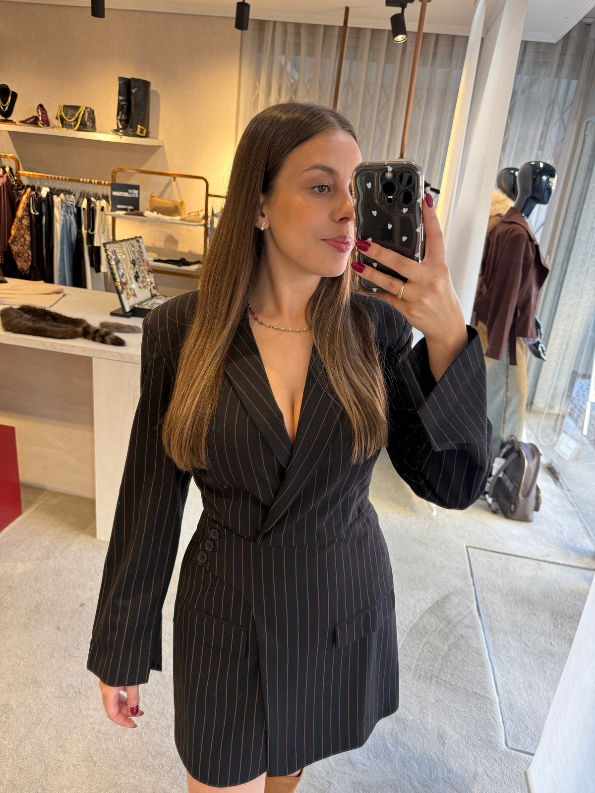 Vestido com risca giz Denny Rose