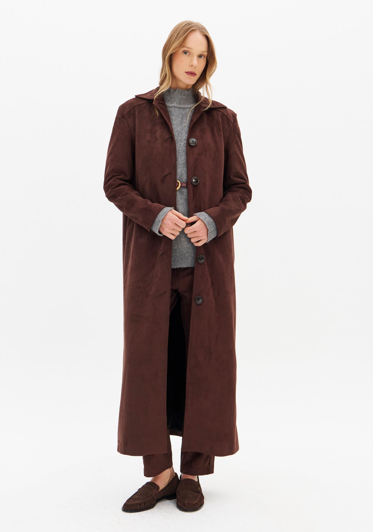 Trench Coat em Suede Lança Perfume