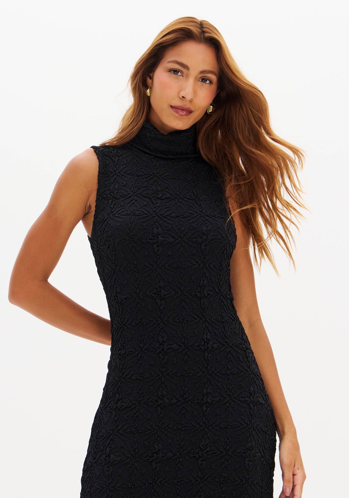 Vestido com textura Lança Perfume