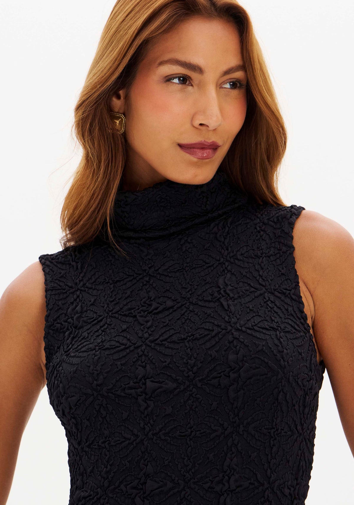 Vestido com textura Lança Perfume