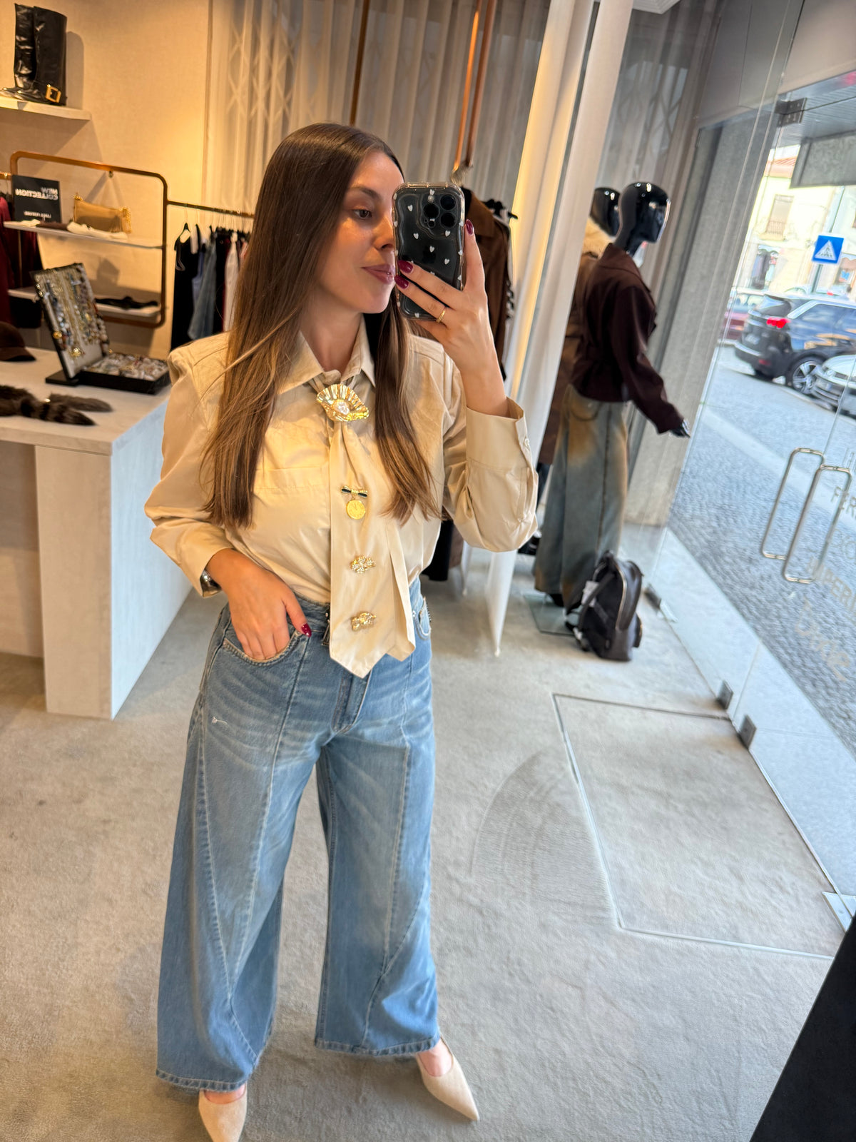 Camisa com gravata e alfinetes HAVEONE