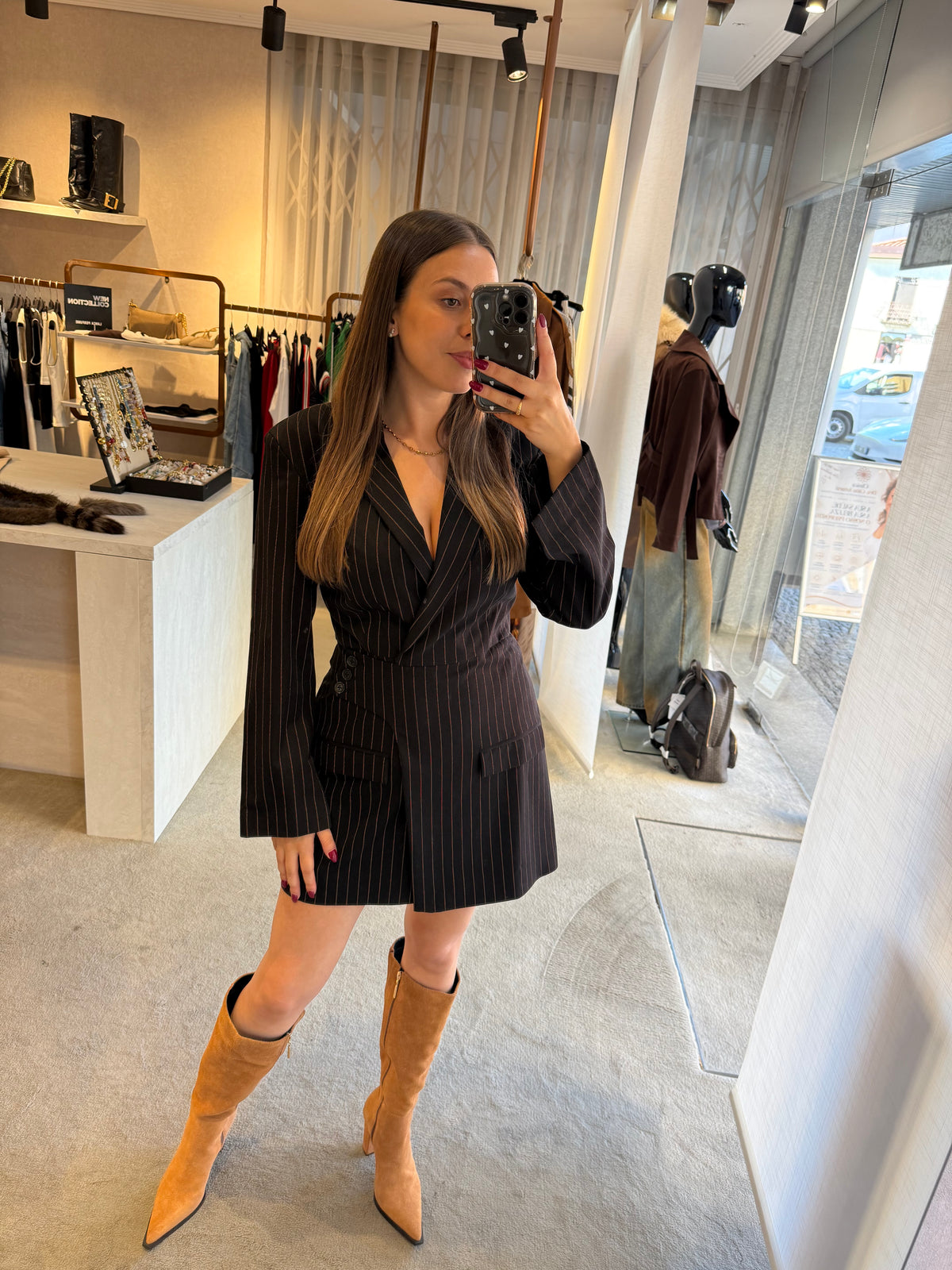 Vestido com risca giz Denny Rose
