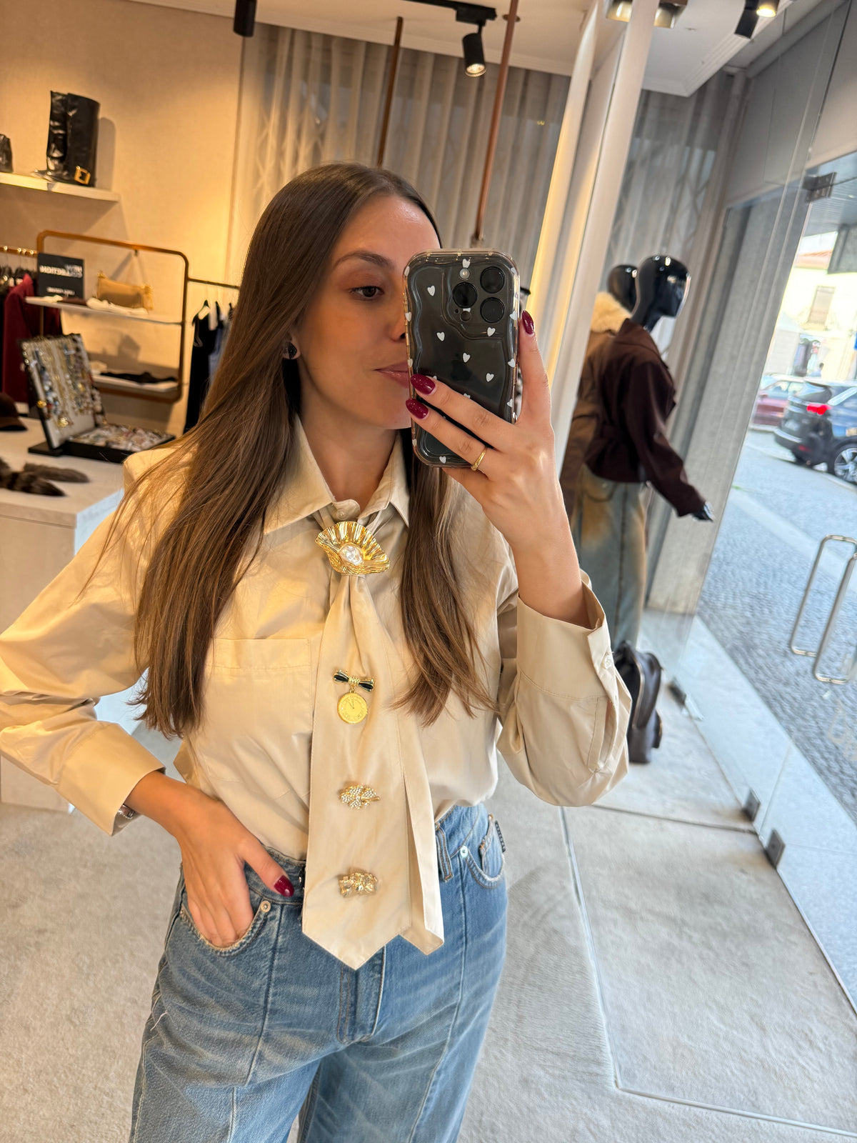 Camisa com gravata e alfinetes HAVEONE