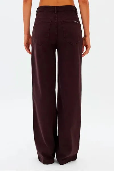 Calça Sarja Wide Leg Cintura Média Lança Perfume