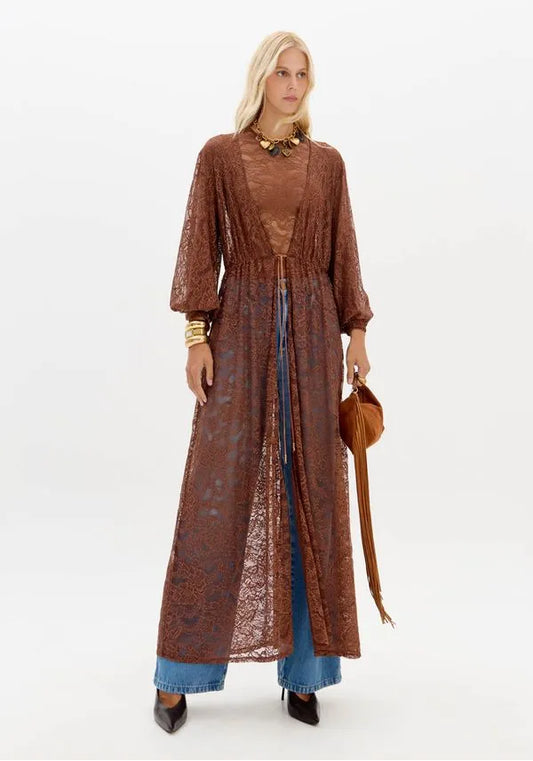 KAFTAN LONGO DE RENDA LANÇA PERFUME