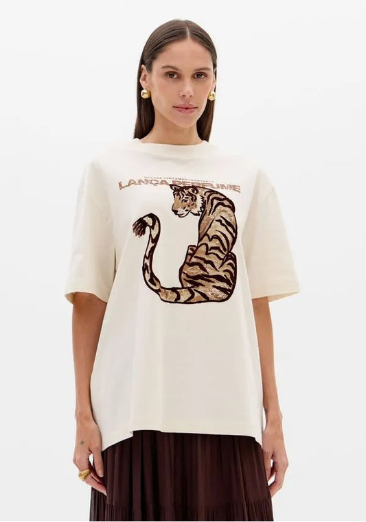 T-SHIRT OVERSIZE ESTAMPADA LANÇA PERFUME