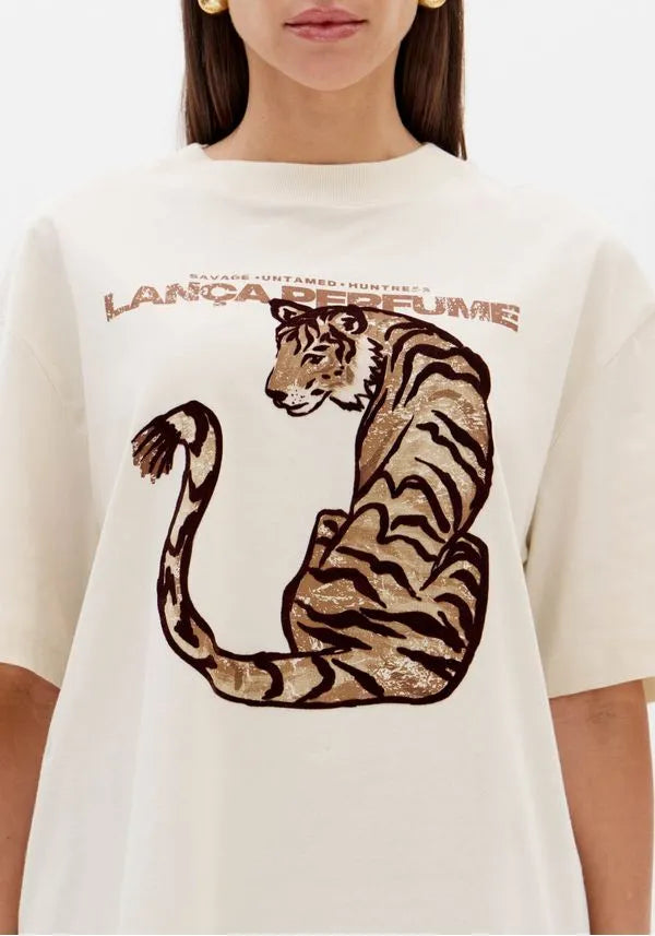 T-SHIRT OVERSIZE ESTAMPADA LANÇA PERFUME