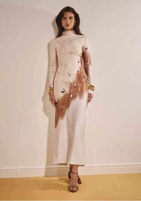 VESTIDO MIDI COM ESTAMPADO LANÇA PERFUME