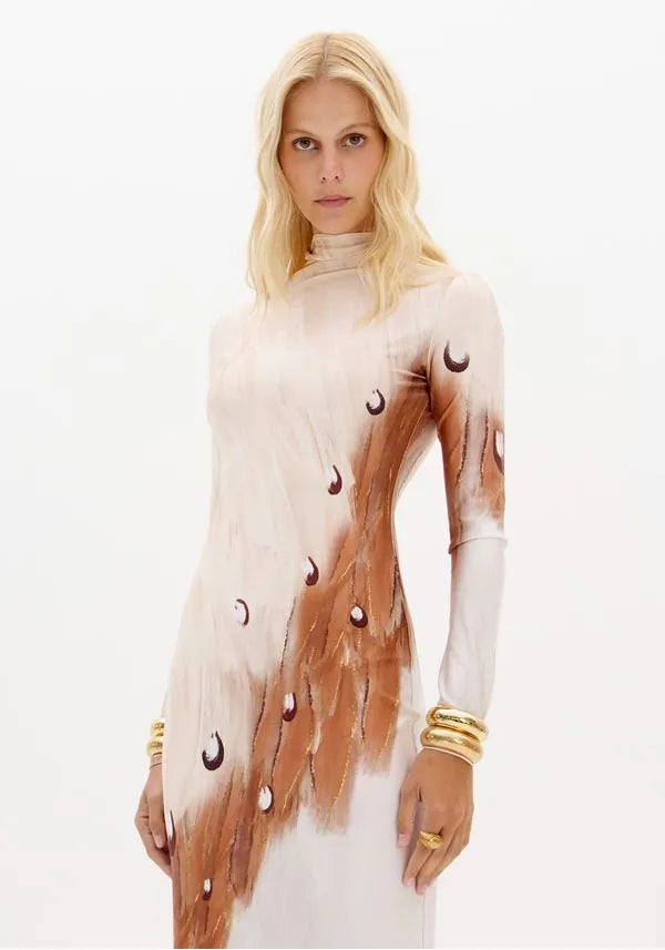 VESTIDO MIDI COM ESTAMPADO LANÇA PERFUME