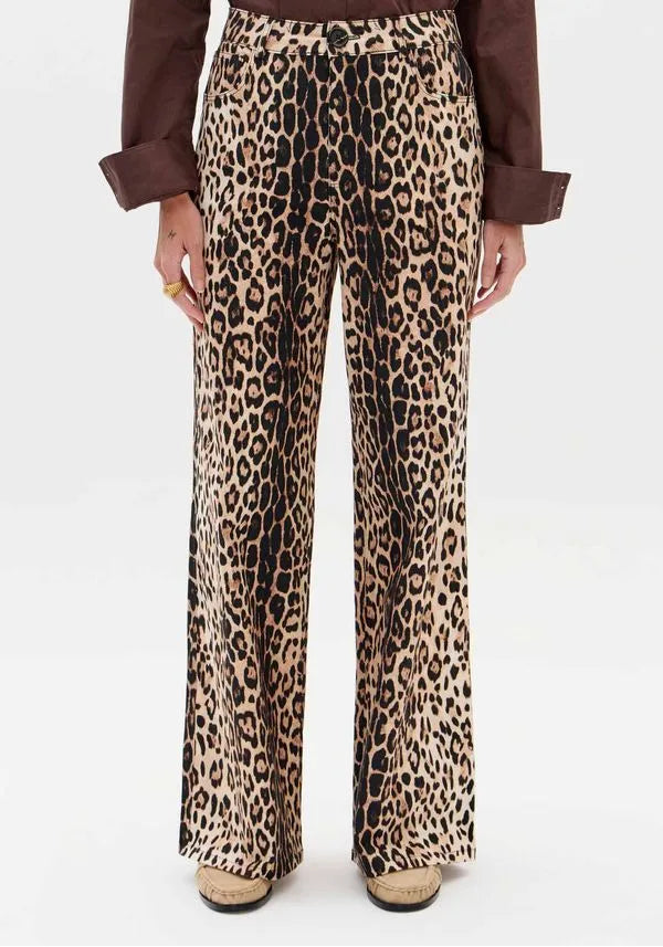 Calças Wide Leg Animal Print Lança Perfume