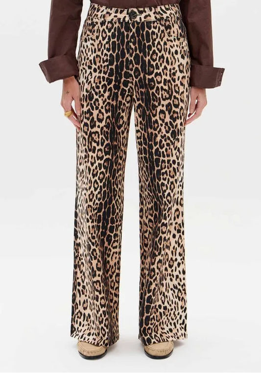 Calças Wide Leg Animal Print Lança Perfume