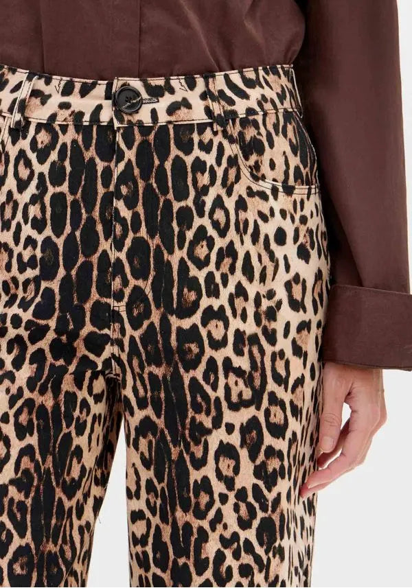 Calças Wide Leg Animal Print Lança Perfume