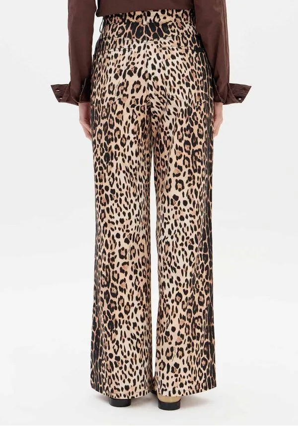 Calças Wide Leg Animal Print Lança Perfume