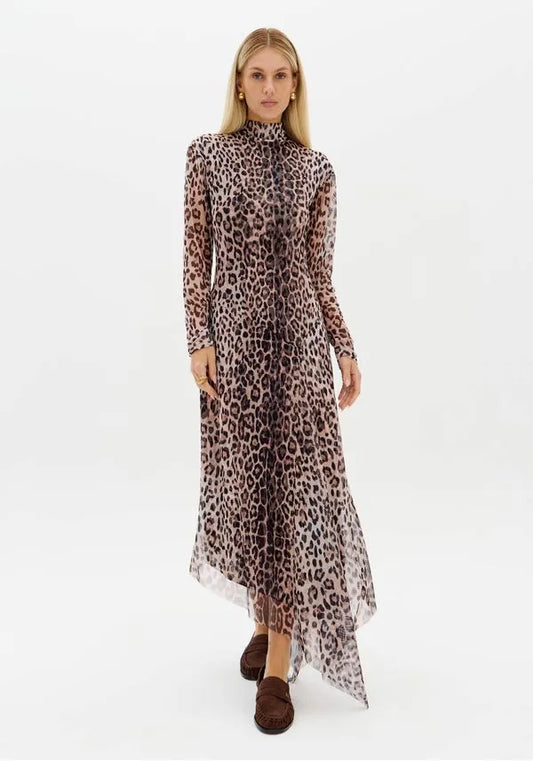 Vestido Assimétrico Animal Print Lança Perfume