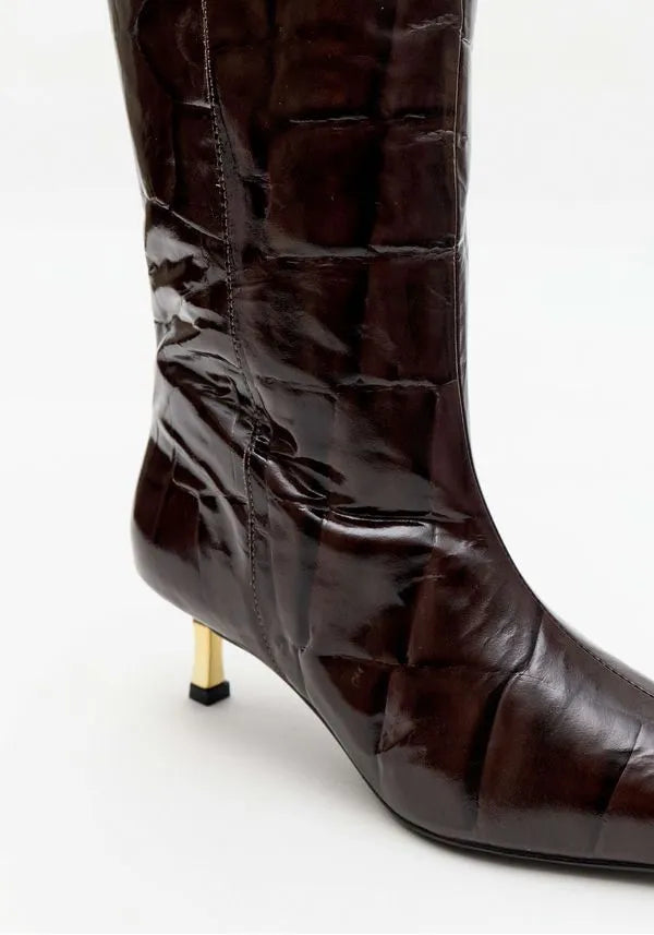 Bota Cano Longo Couro Croco Lança Perfume