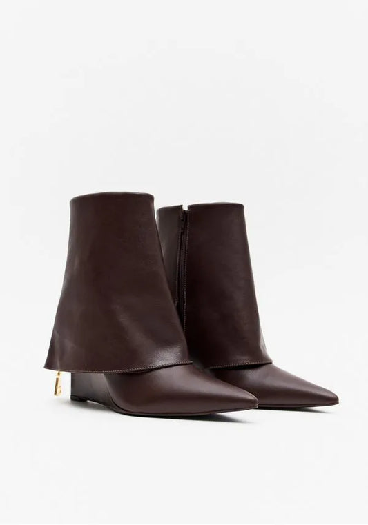 Bota Cano Médio Fold Over Couro Lança Perfume