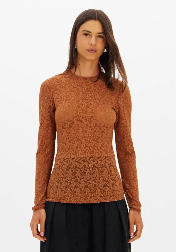 Blusa Manga Longa de Renda Lança Perfume