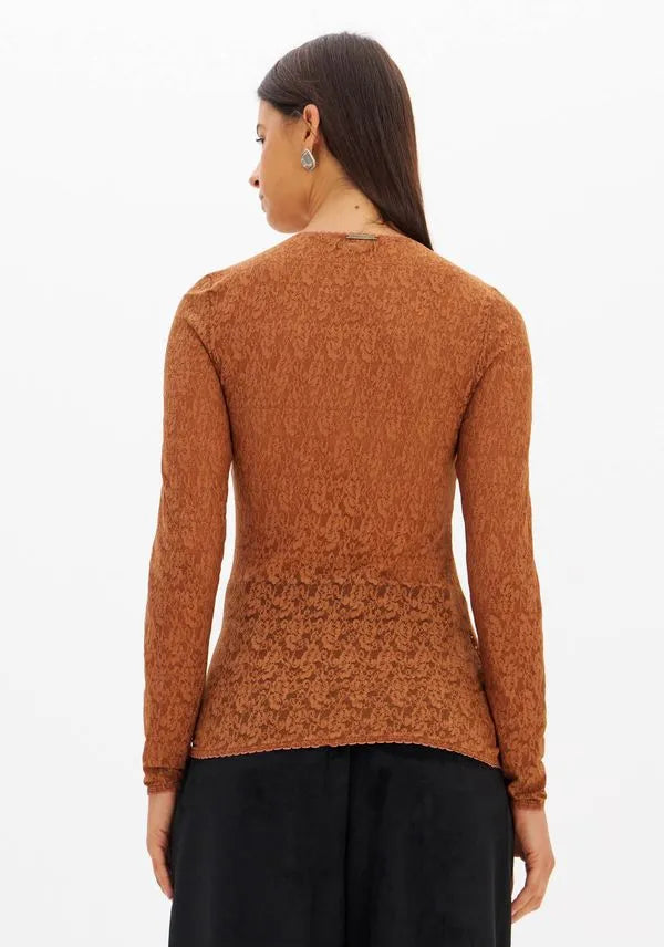 Blusa Manga Longa de Renda Lança Perfume