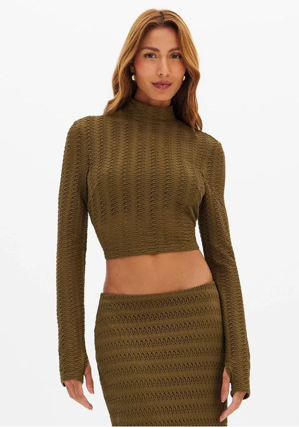 Blusa Cropped Malha Texturizada Lança Perfume