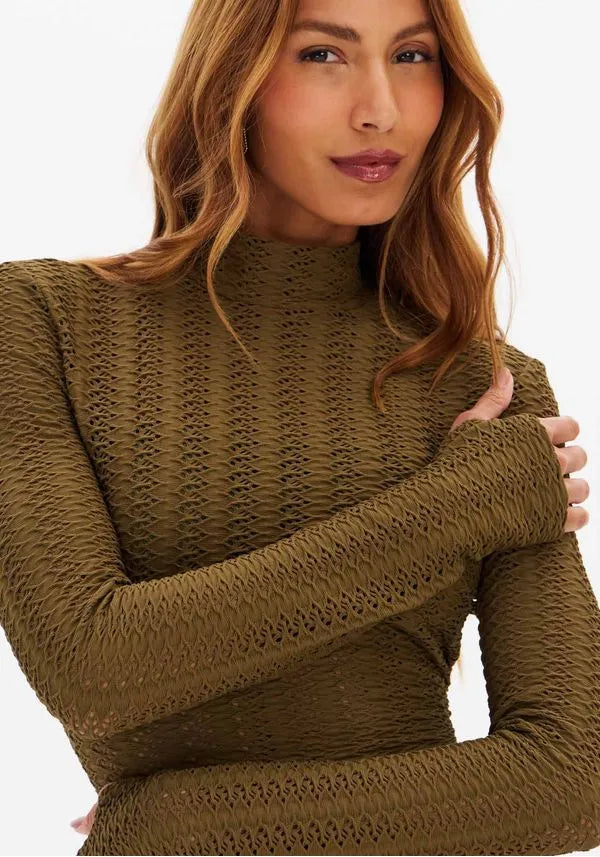 Blusa Cropped Malha Texturizada Lança Perfume