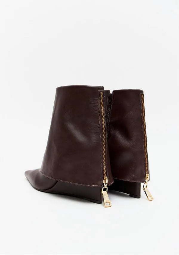 Bota Cano Médio Fold Over Couro Lança Perfume