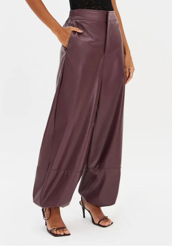 Calça Balloon Cintura Média De Pu Lança Perfume