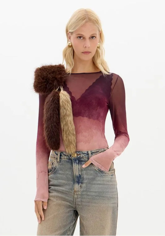 BLUSA TULE ESTAMPADA LANÇA PERFUME
