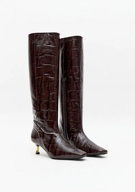 Bota Cano Longo Couro Croco Lança Perfume