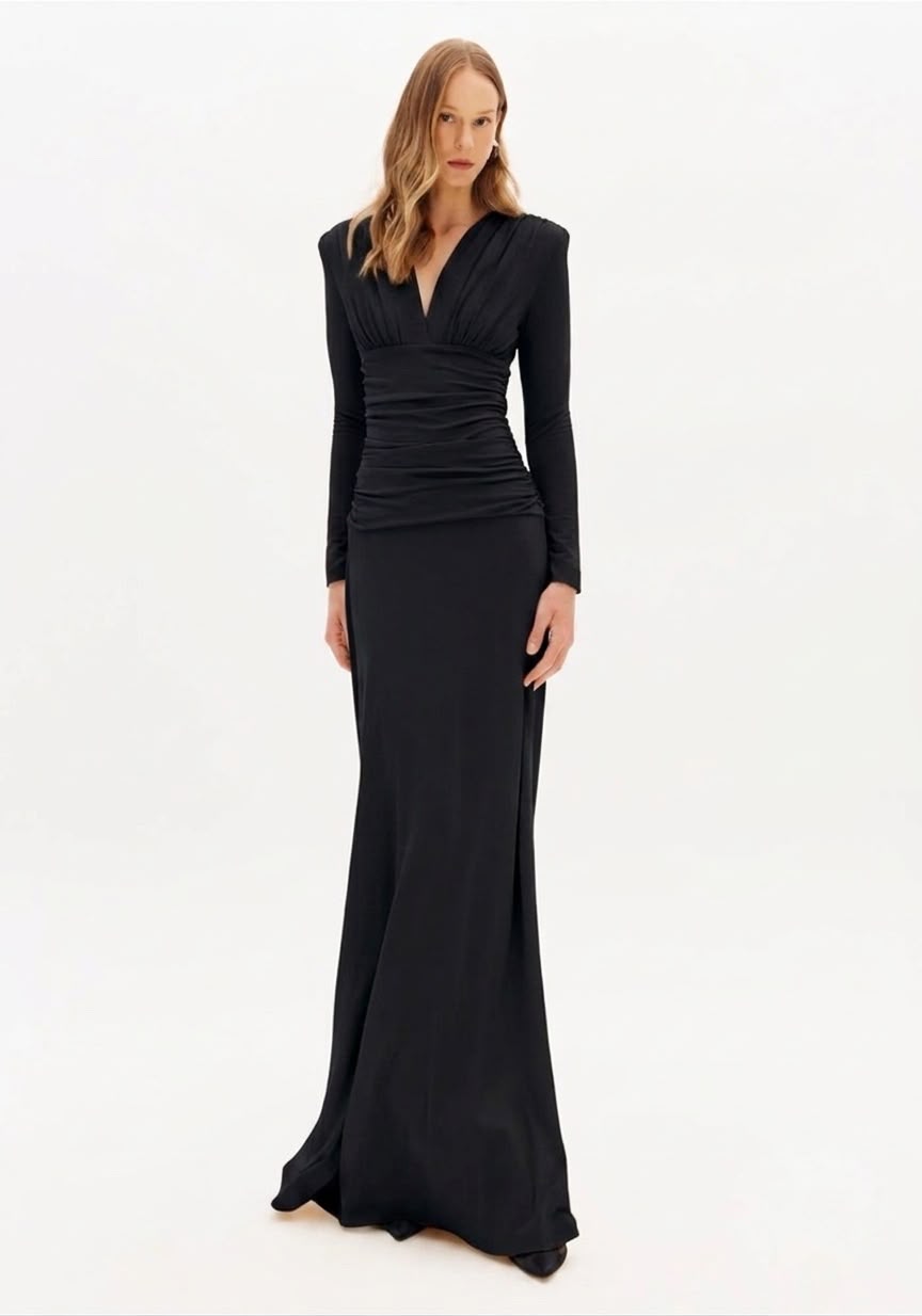 Vestido Manga Longa com Franzidos Lança Perfume